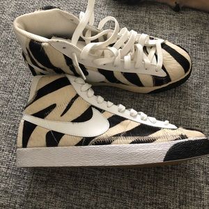 Women’s zebra fur Nike blazers